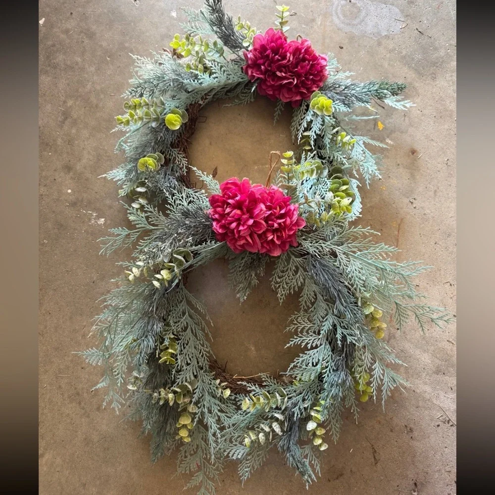 Festive Pink and Green Holiday Wreath